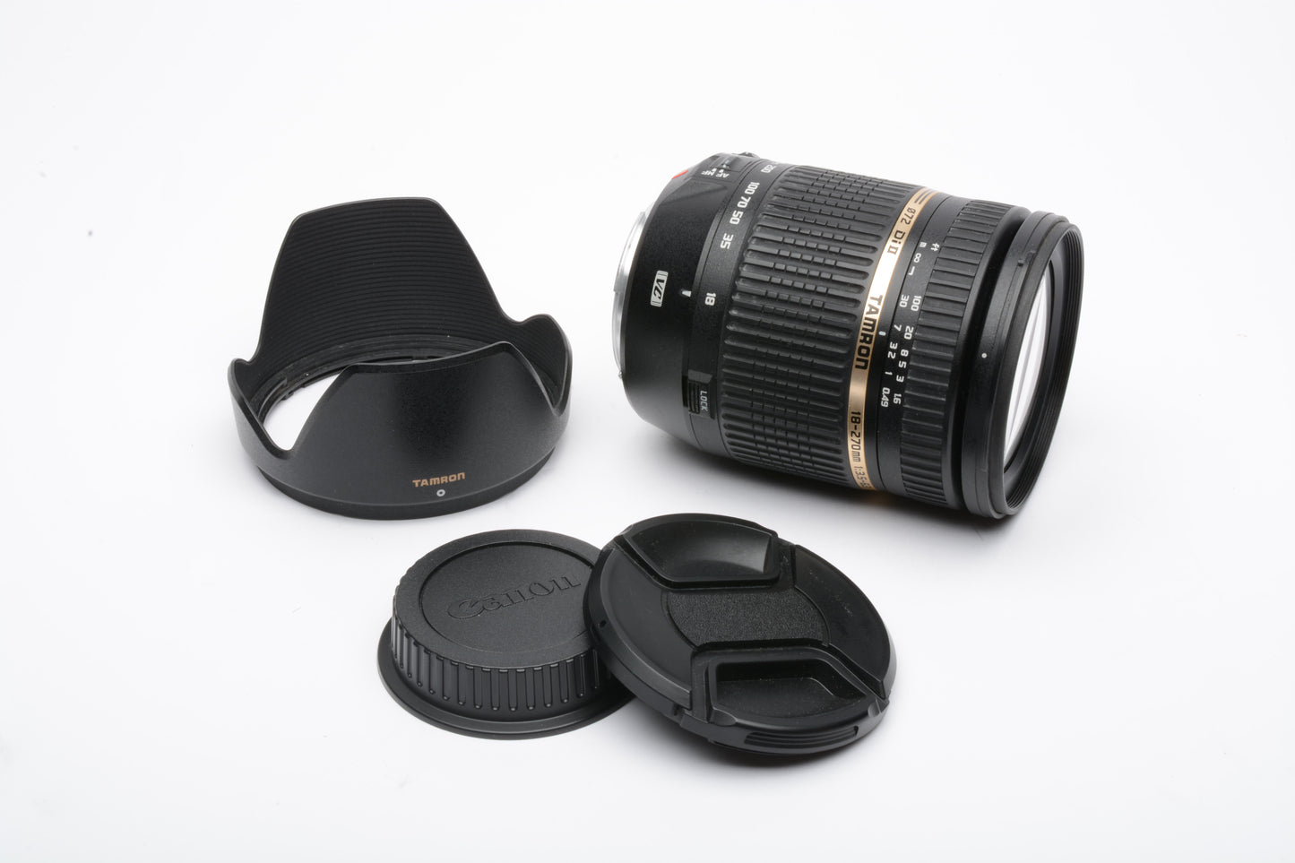 Tamron AF 18-270mm f3.5-6.3 Di II B003 Lens for Canon EF EOS w/hood, caps