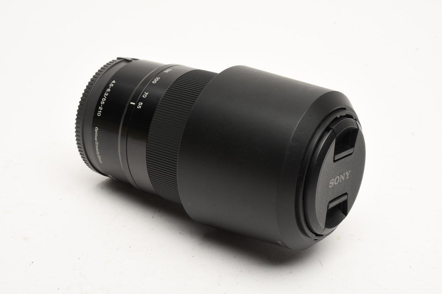Sony 55-210mm f4.5-6.3 OSS zoom lens (Black) w/Lens caps, Lens hood