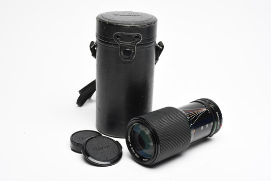 Canon FD 70-210mm f4 zoom lens, caps, case, smooth, Good!