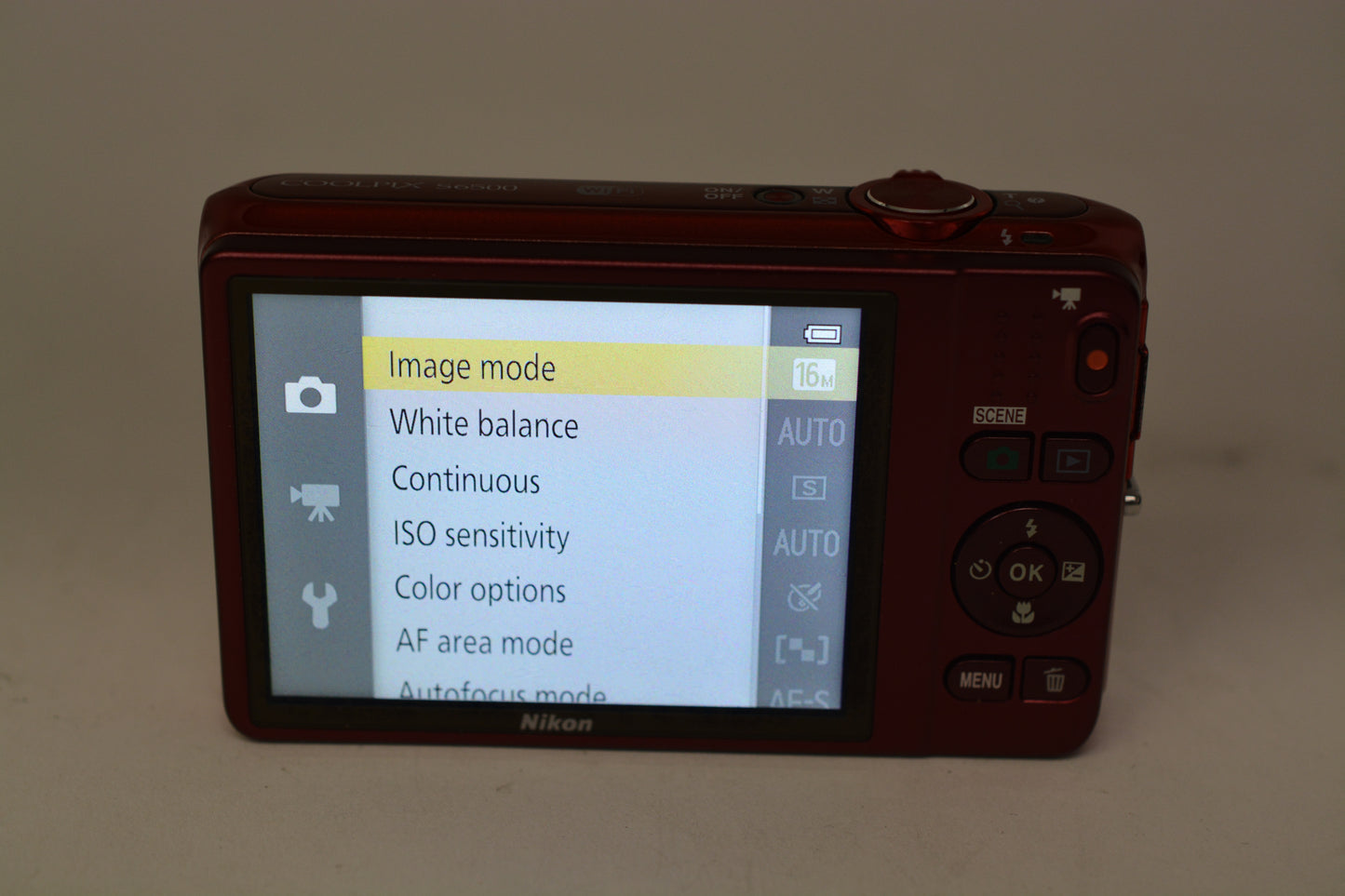 Nikon Coolpix S6500 Red 16MP Digital Point&Shoot camera, boxed, clean, tested