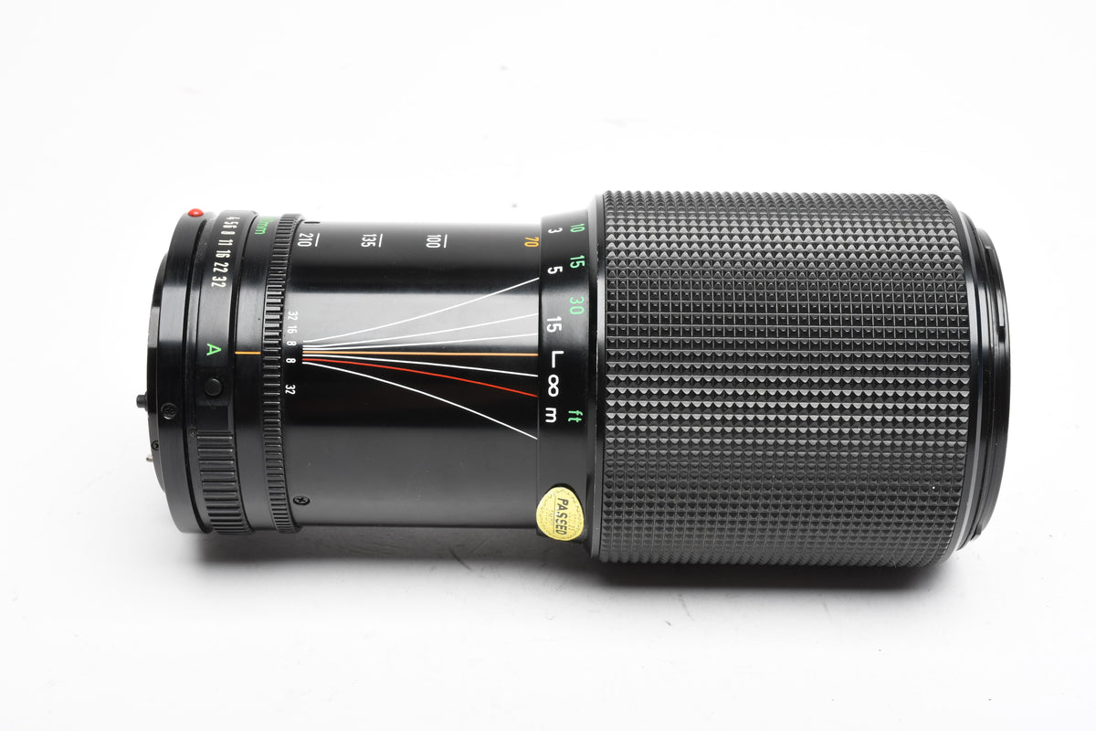Canon FD 70-210mm f4 zoom lens, caps, case, smooth, Good!