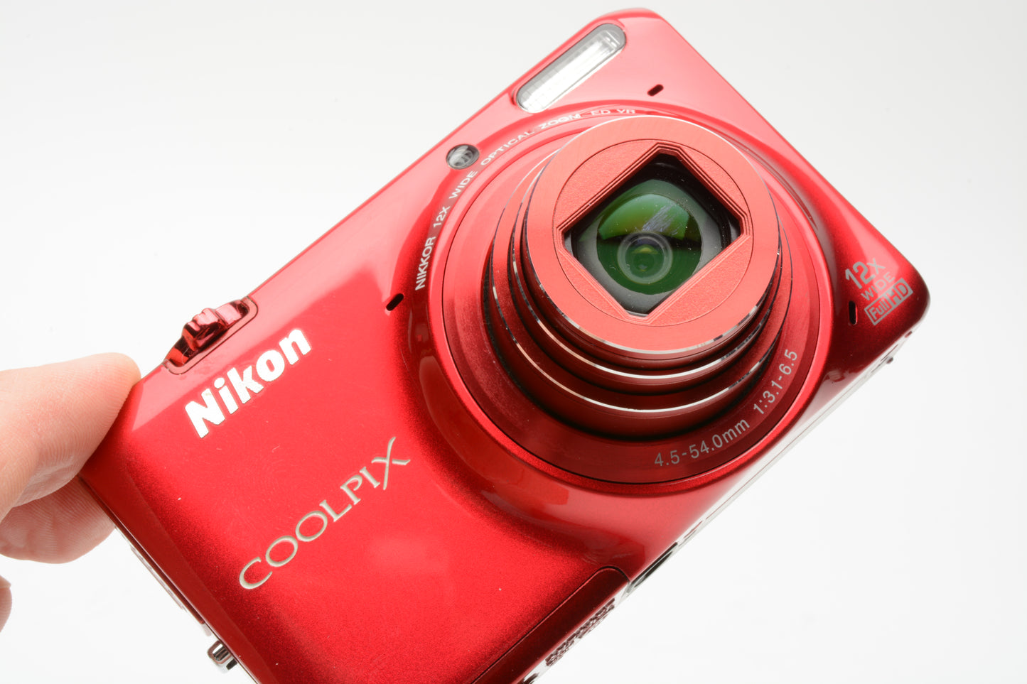 Nikon Coolpix S6500 Red 16MP Digital Point&Shoot camera, boxed, clean, tested