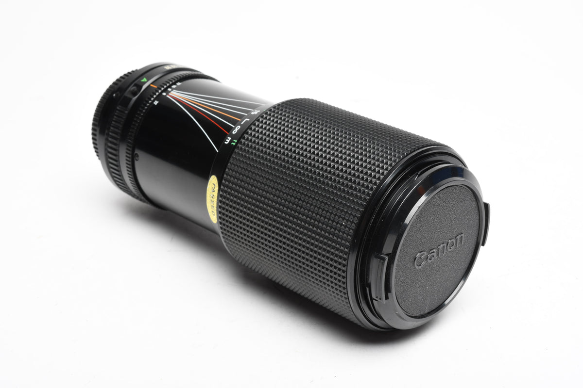 Canon FD 70-210mm f4 zoom lens, caps, case, smooth, Good!