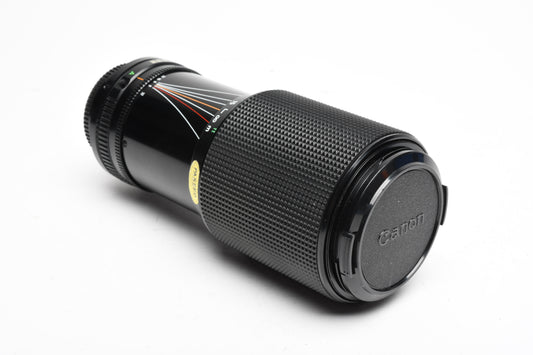 Canon FD 70-210mm f4 zoom lens, caps, case, smooth, Good!