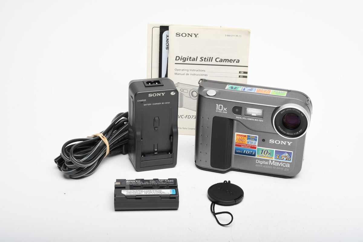 Sony MVC-FD73 w/batt, charger, cap, manual, tested, great!