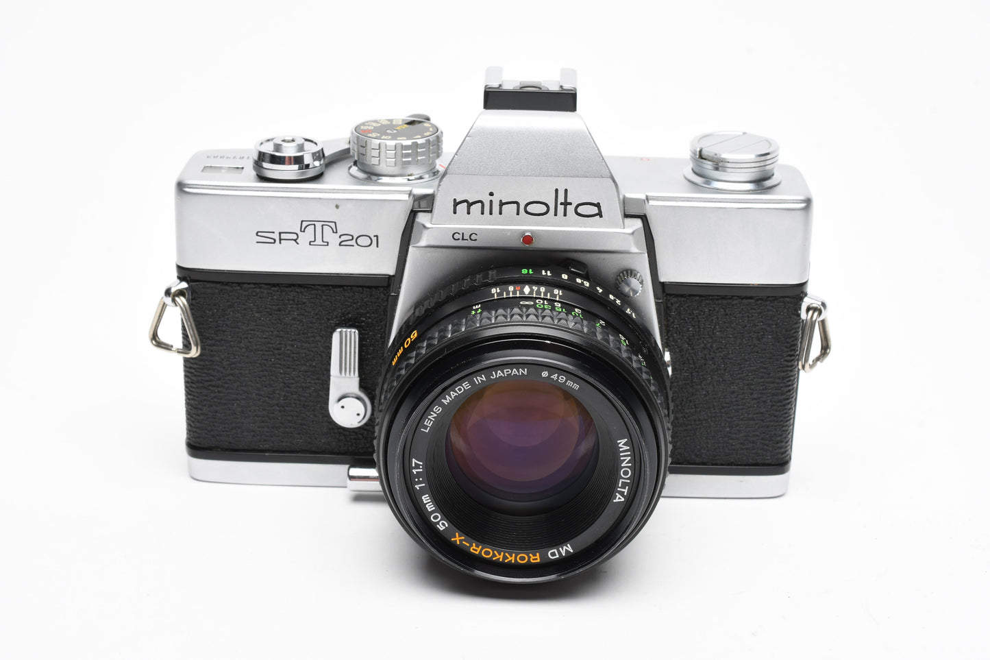 Minolta SRT-201 35mm SLR w/Rokkor-X 50mm f1.7 lens, new seals, tested, +Manual
