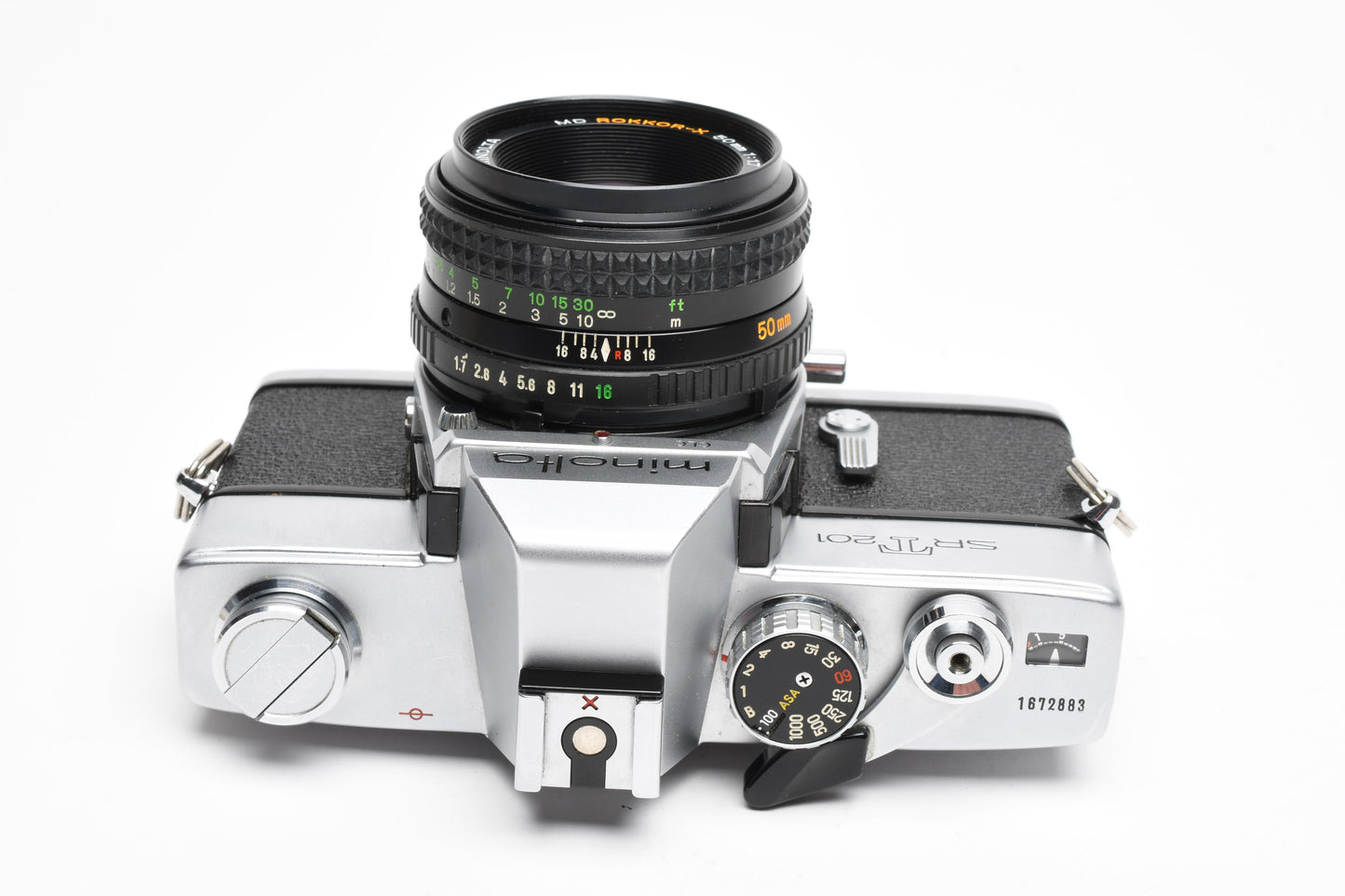 Minolta SRT-201 35mm SLR w/Rokkor-X 50mm f1.7 lens, new seals, tested, +Manual