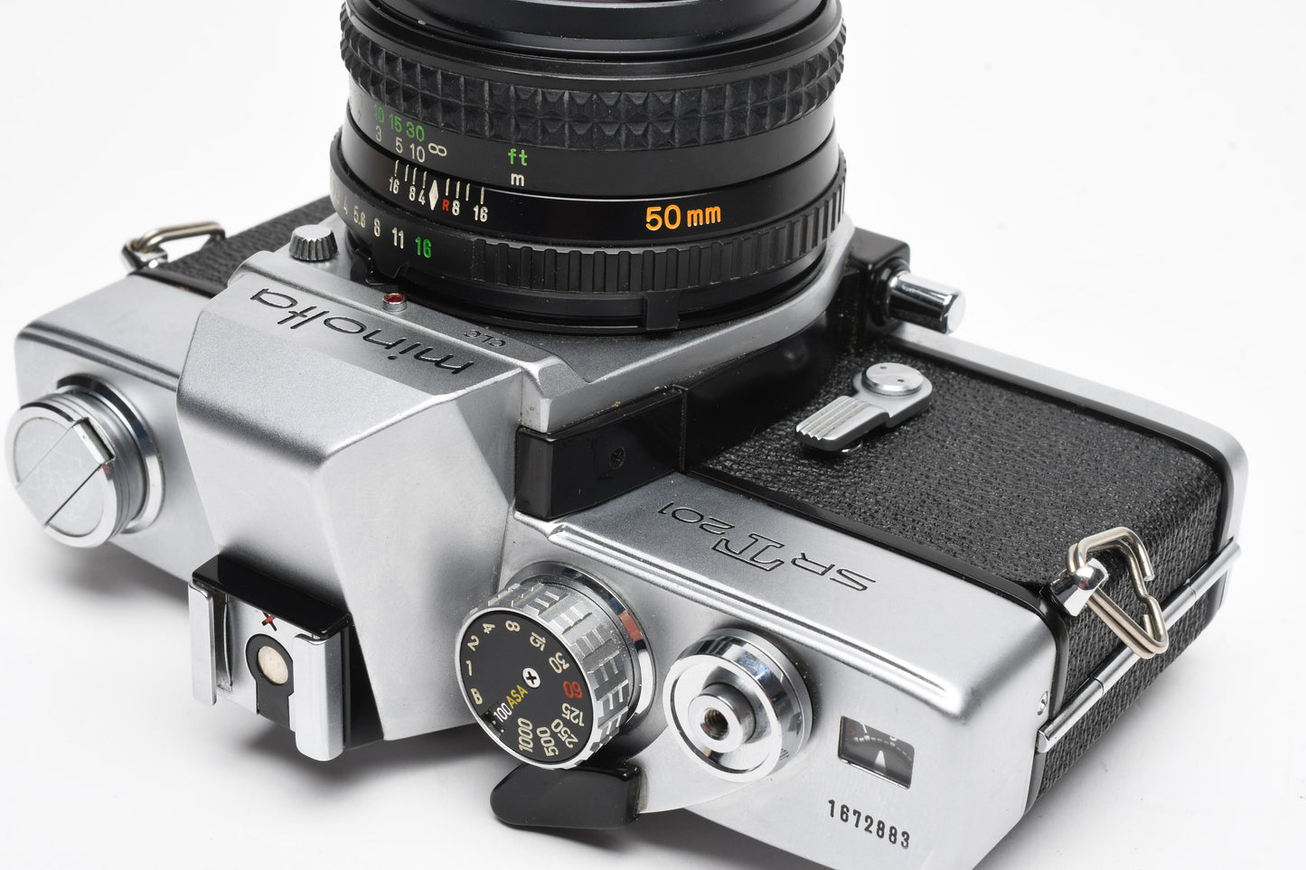 Minolta SRT-201 35mm SLR w/Rokkor-X 50mm f1.7 lens, new seals, tested, +Manual