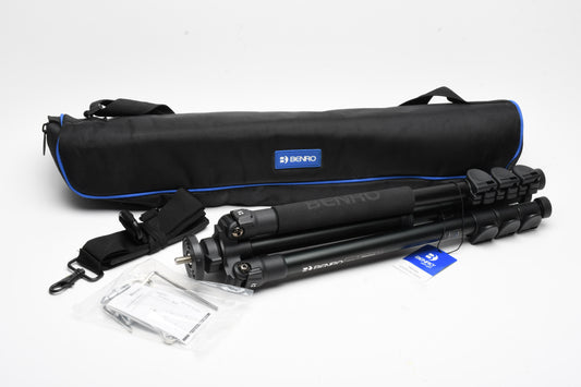 Benro TAD18A Series 1 4-Section Adventure Aluminum Tripod, Flip Lock, Mint, in case