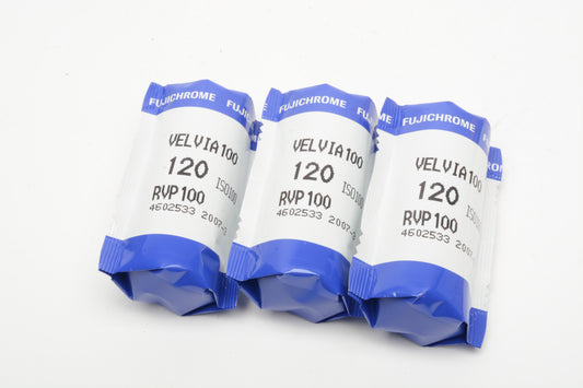3X rolls Fujichrome Velvia 100 100ASA 120 Film RVP100 E6 - Expired, Cold Stored