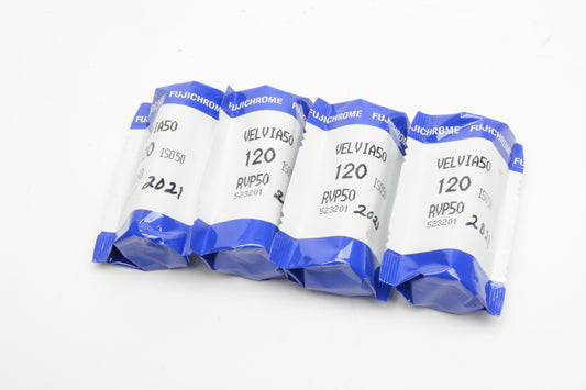 4X rolls Fujichrome Velvia 50 50ASA 120 Film E6 - Expired, Cold Stored