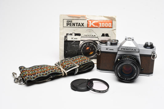 Pentax K1000 SE 35mm SLR brownw/50mm f1.7, Split Image, inst., Sky, new seals