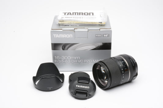 Tamron AF 16-300mm PZD Di II f3.5-6.3 zoom Nikon AF mount w/Lens hood, USA, Boxed