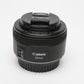 Canon EF 50mm f1.8 STM Prime lens, caps, barely used, Mint, boxed