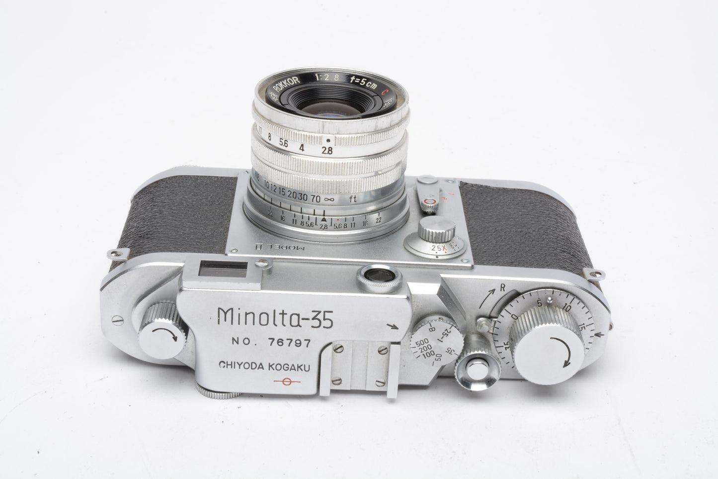 Minolta 35 Model II 35mm rangefinder Camera w/Chiyoko 50mm f2.8 Lens, case, tested