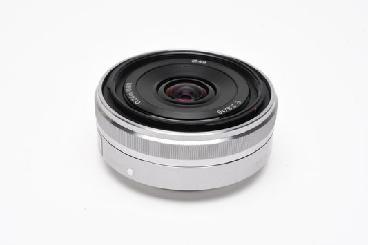 Sony 16mm f2.8 SEL16F28 wide angle E-mount lens, caps, boxed, Mint
