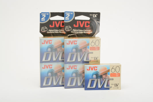5X JVC Mini DV cassettes DVM60ME, new, sealed