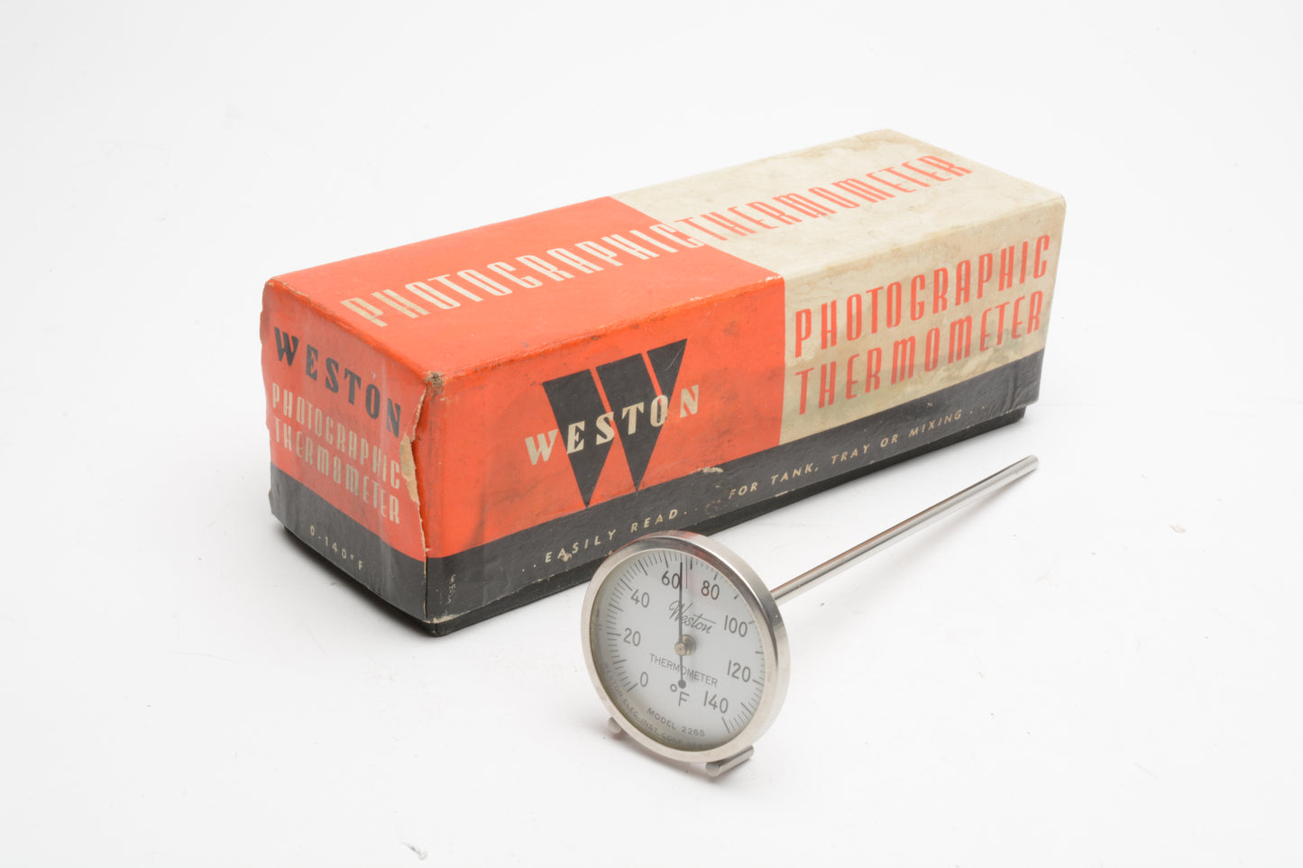 Weston Dial Thermometer Model 2265 (~6" long, ~1.75" dial), Mint-