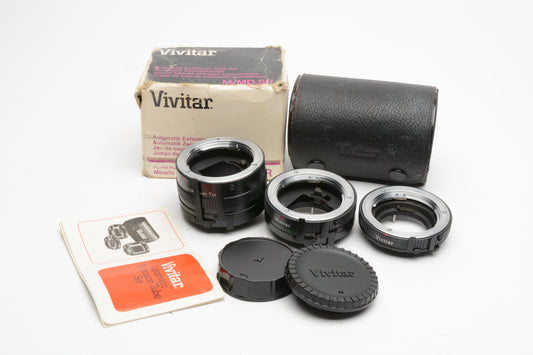 Vivitar Auto Extension Tube AT-5 for Minolta MD w/Case (12, 20, 36mm) Mint-, Boxed