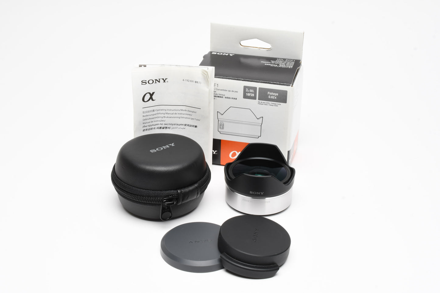 Sony VCL-ECF1 .62X Fisheye Converter w/Caps and case, Mint, Boxed