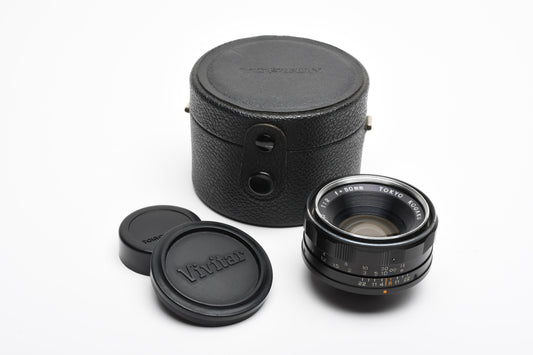 Topcon Hi Topcor 50mm f2 Lens Tokyo Kogaku w/Caps + Fitted case