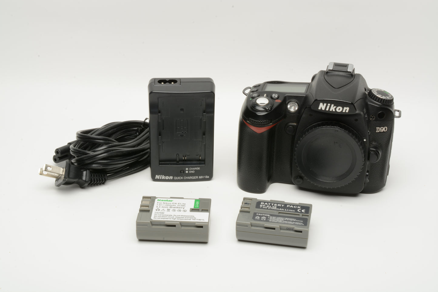 Nikon D90 DSLR body, 2X batts, charger, LCD cover, 29K Acts, works great