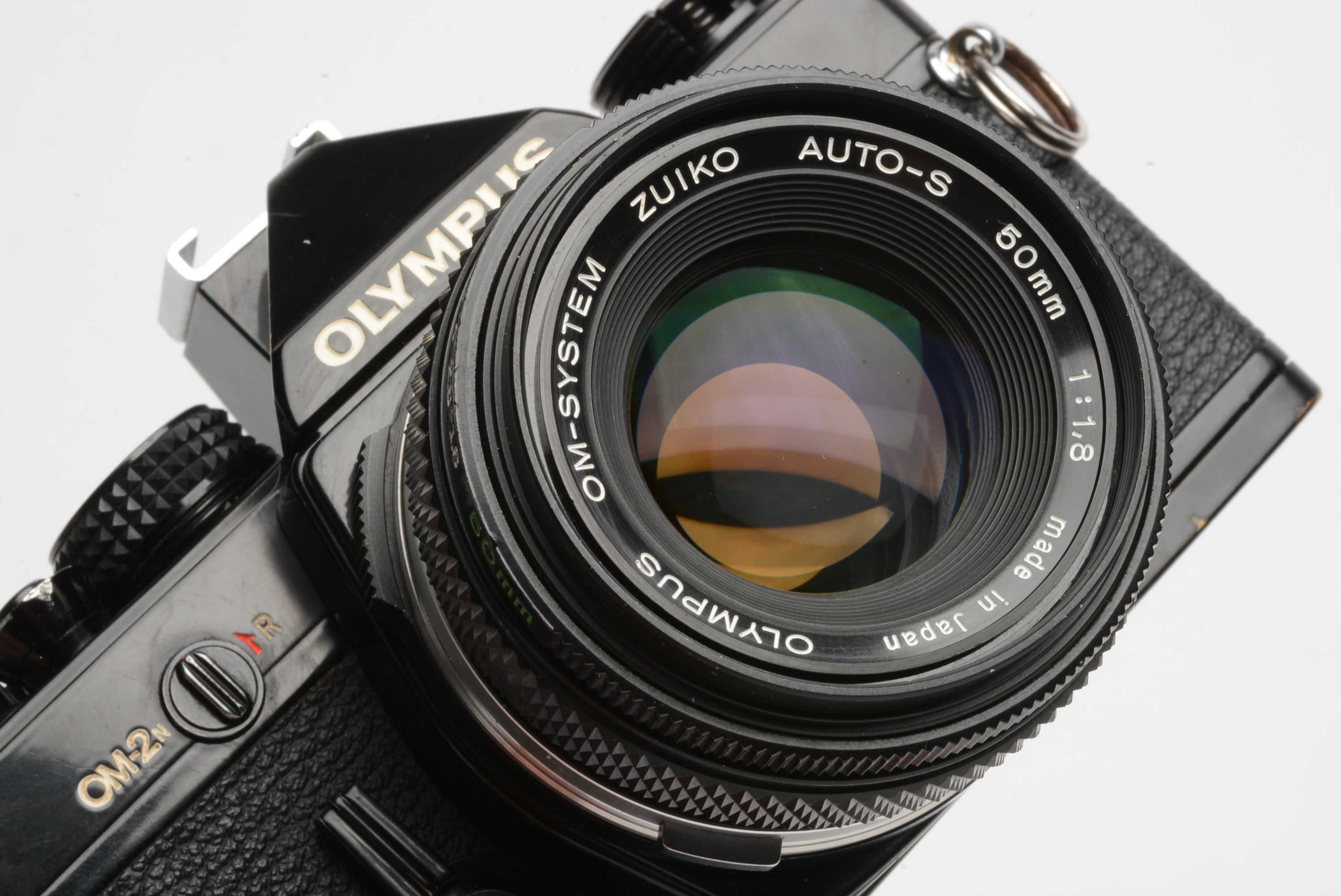 Olympus OM-2N 35mm SLR Black w/Zuiko 50mm f1.8 lens, strap, UV