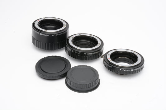 Vello AF Extension tube set of 3 for Nikon Mount (12 20 36mm) w/caps