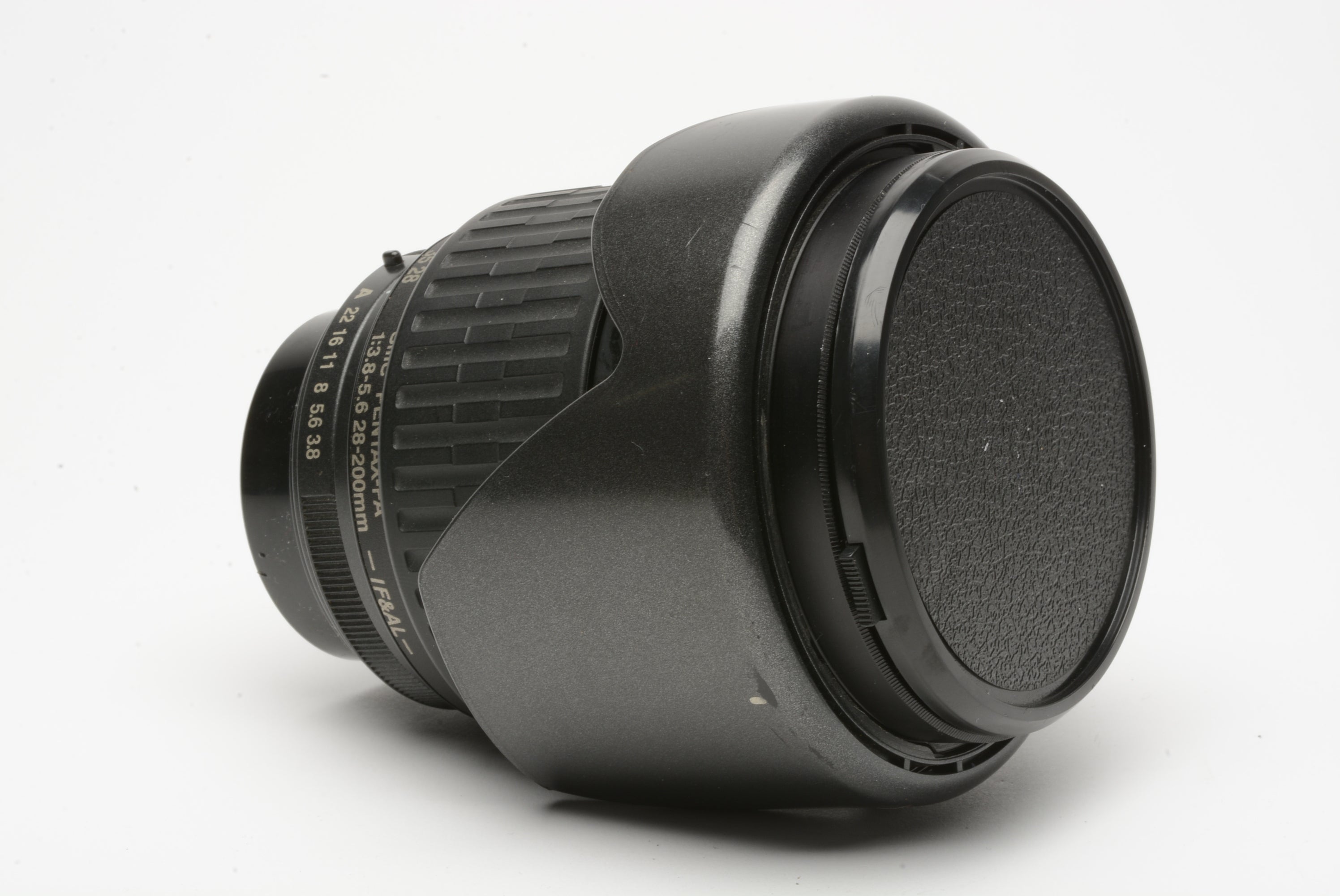 Pentax-FA SMC 28-200mm f3.8-5.6 IF AL compact zoom lens , hood + 