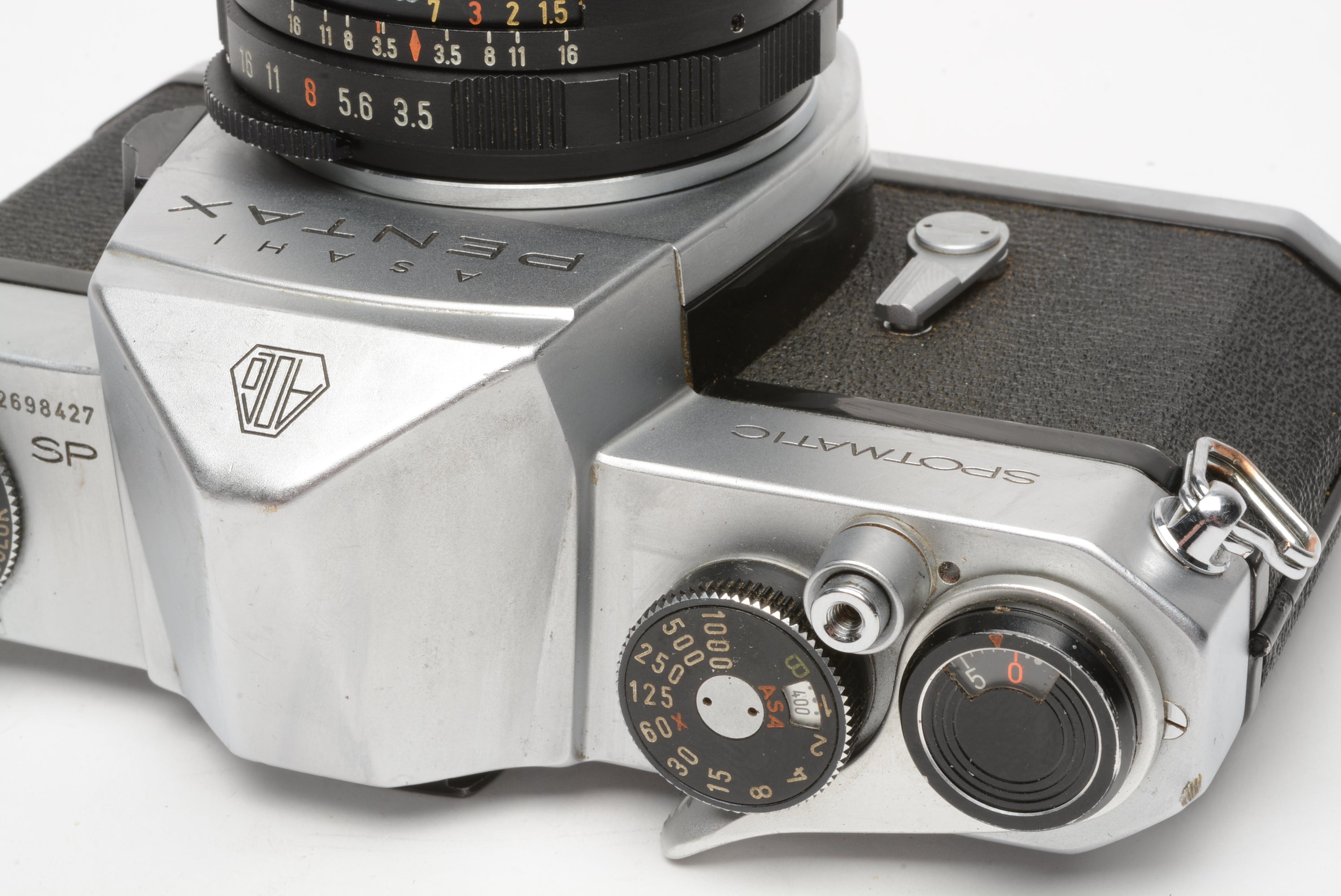 Pentax Spotmatic SP chrome body w/SMC Takumar 28mm f3.5 wide lens, strap,  new seals