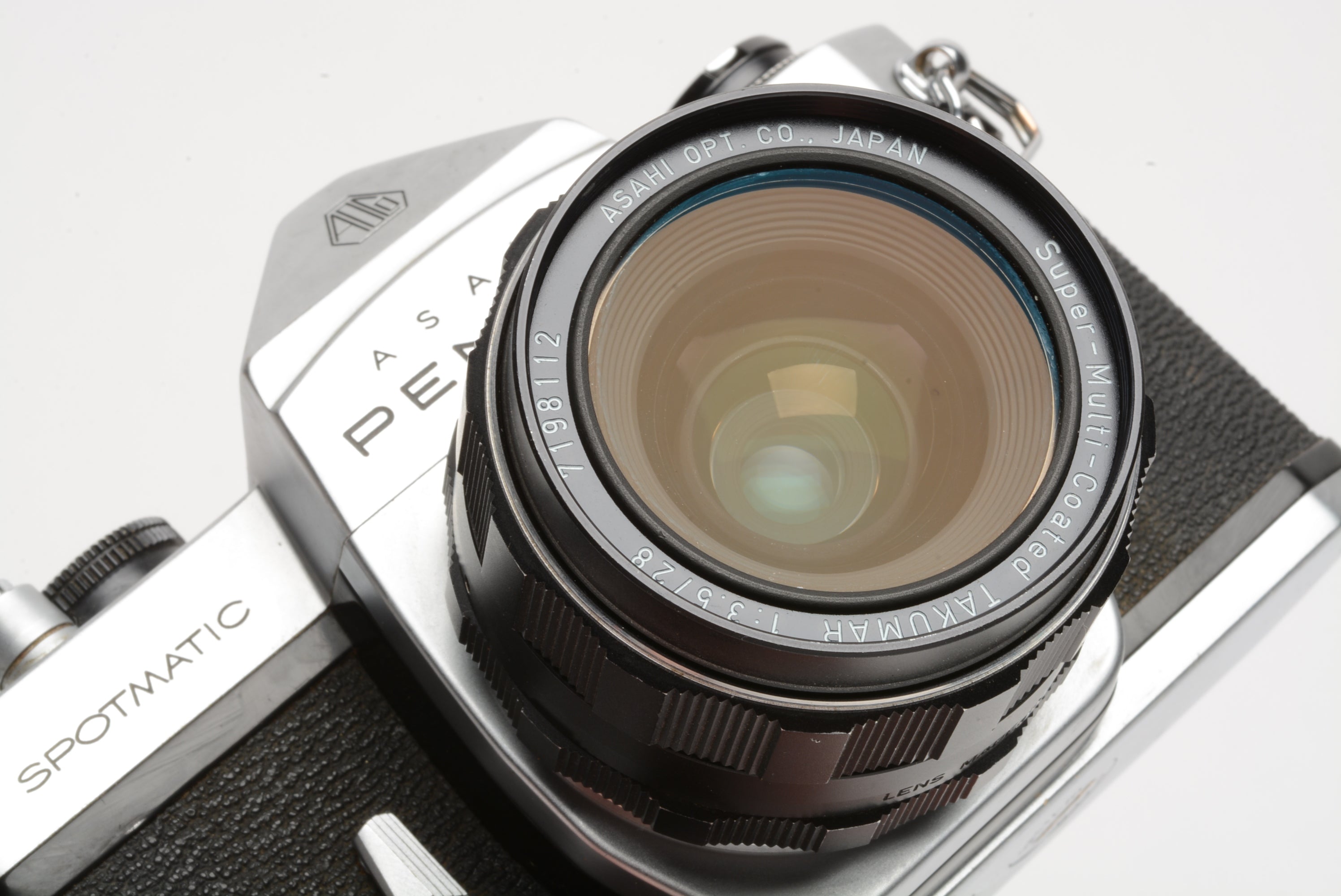 Pentax Spotmatic SP chrome body w/SMC Takumar 28mm f3.5 wide lens, strap,  new seals