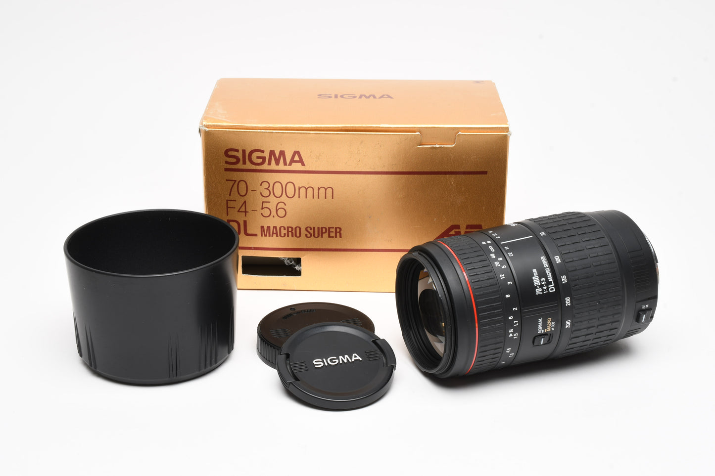 Sigma AF 70-300mm f4-5.6 DL Macro Super, Canon EF Mount, +Hood, Boxed