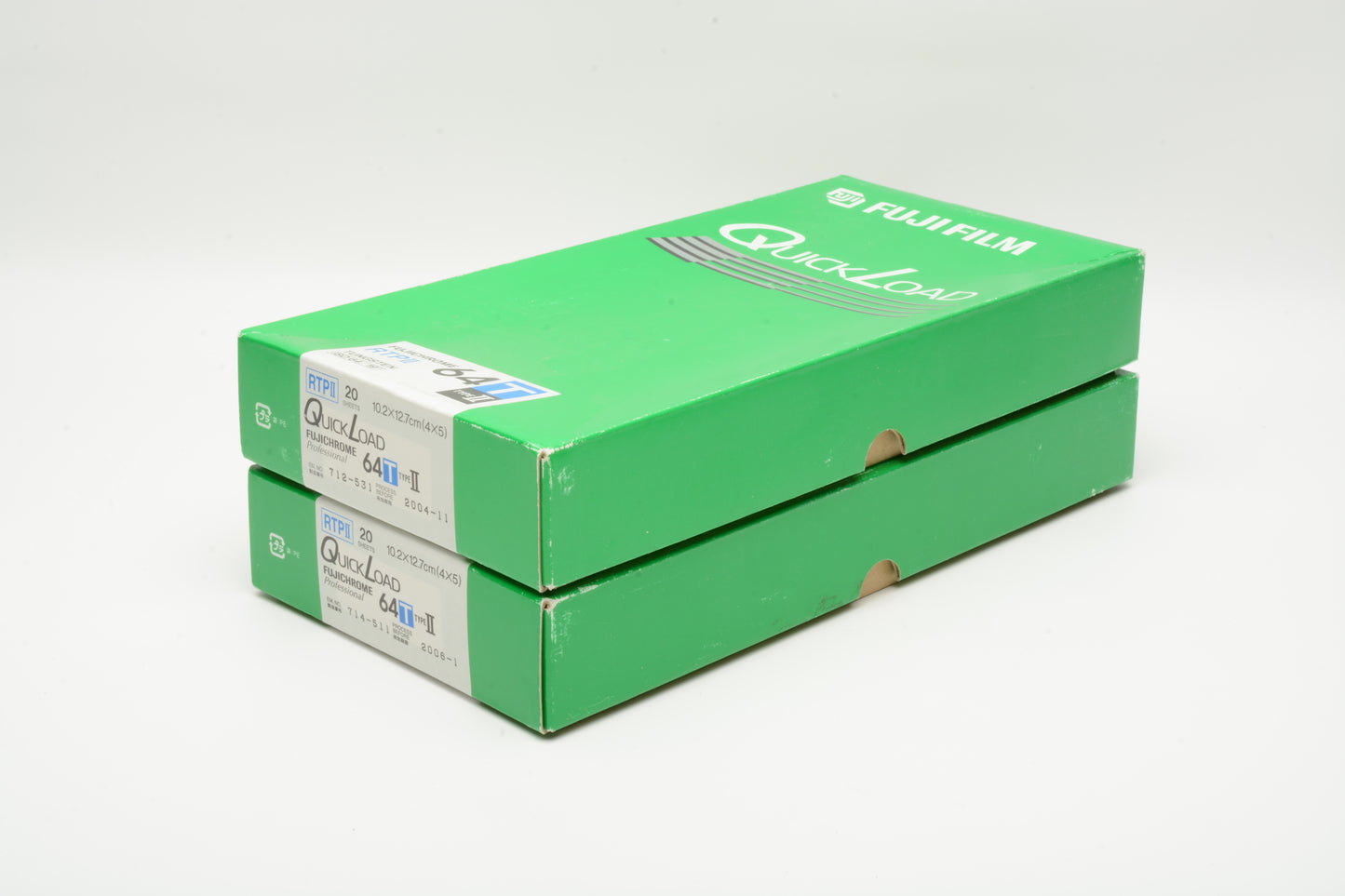 2X Fujifilm Fujichrome Quick Load 64T Type II RTPII 4x5 20, Expired 2006