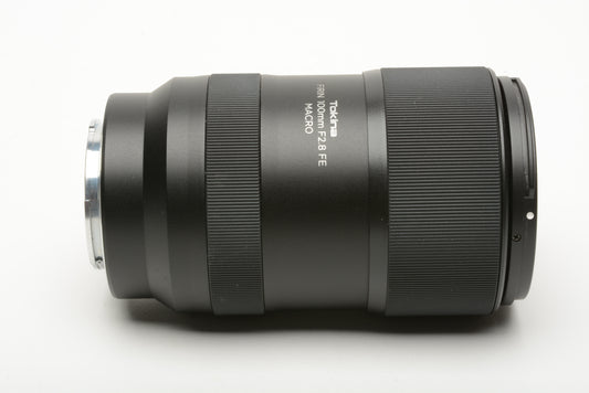 Tokina FIRIN 100mm f2.8 Macro lens for Sony FE, caps+ hood, very clean