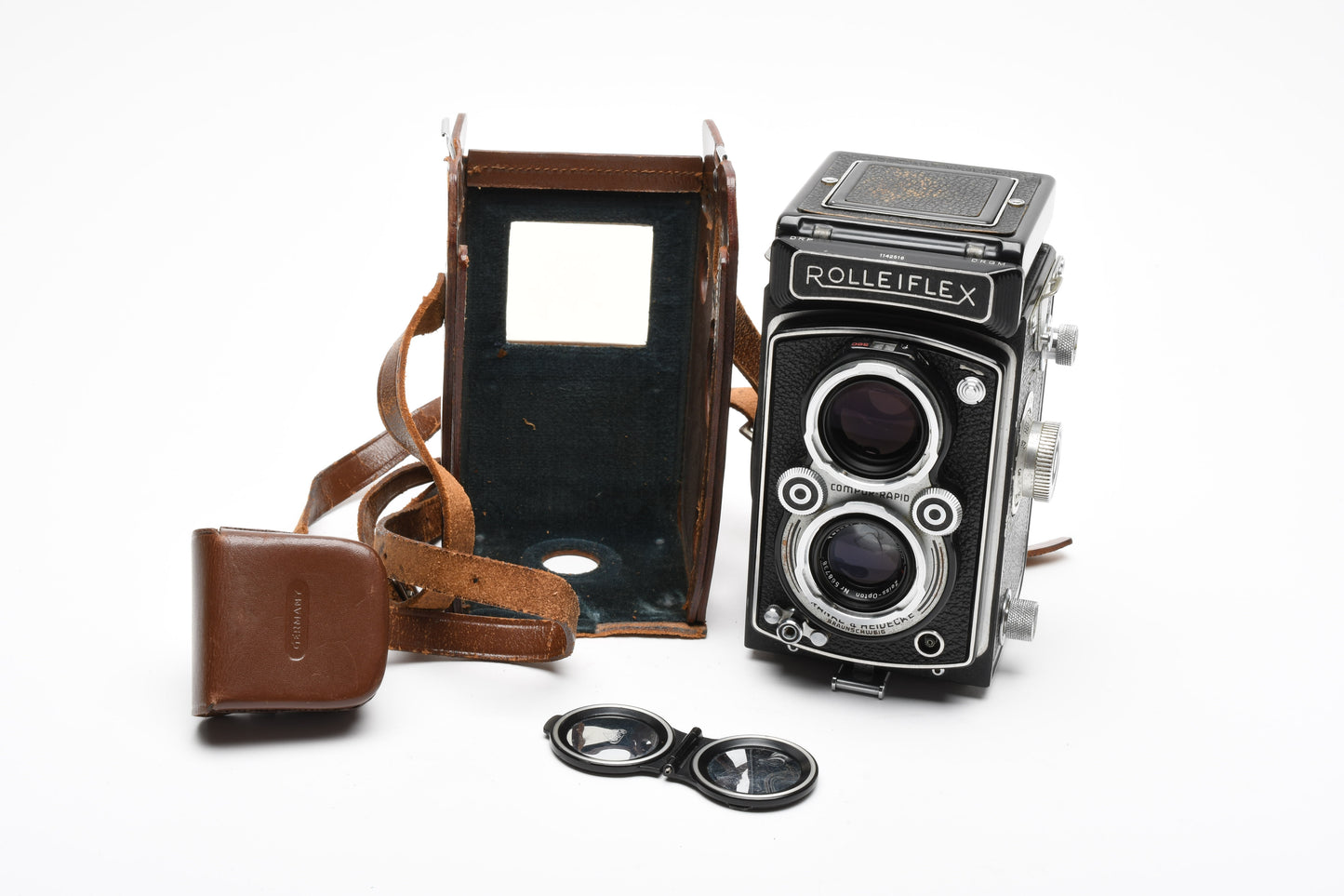 Rolleiflex 3.5 TLR camera w/Tessar 75mm f3.5 lens, Cap+Case, Great!