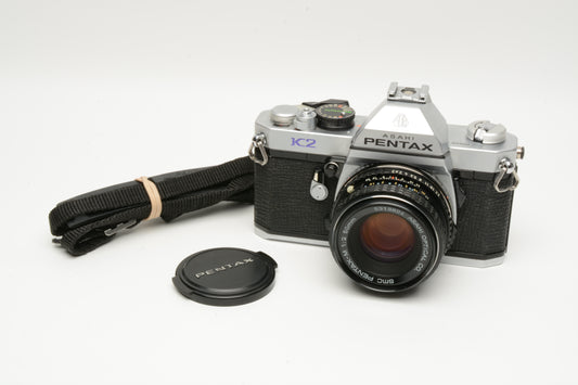 Pentax K2 35mm SLR w/50mm f2, Accurate, new seals, great!