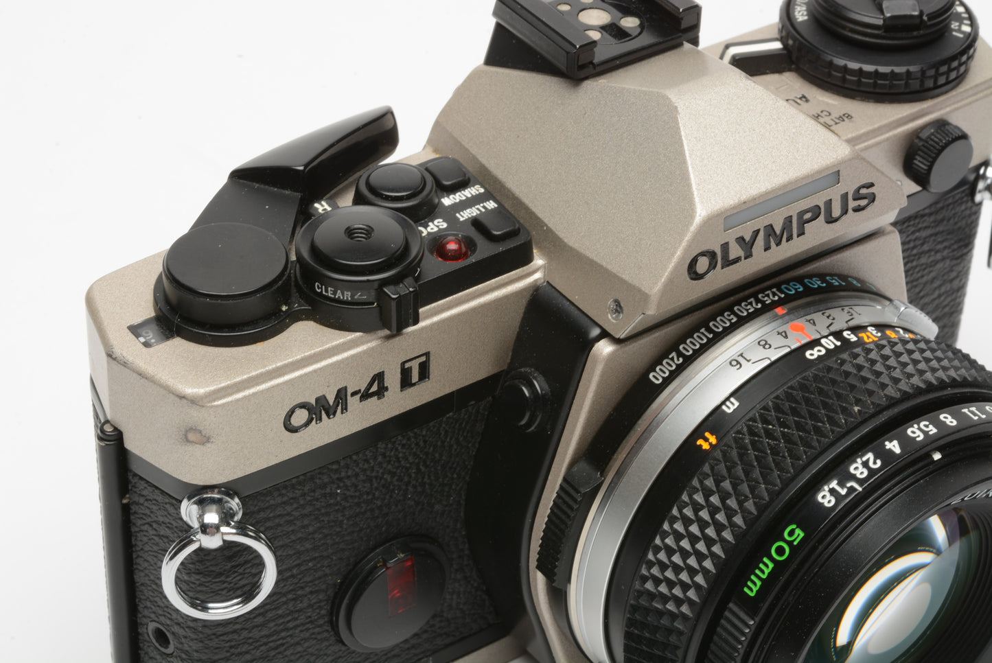 Olympus OM-4T (Champagne) w/Zuiko 50mm f1.8 lens, UV, manuals, tested, Great!