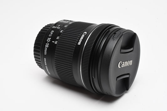 Canon EFS 10-18mm f4.5-5.6 IS STM Zoom Lens, w/Caps+UV, Mint-