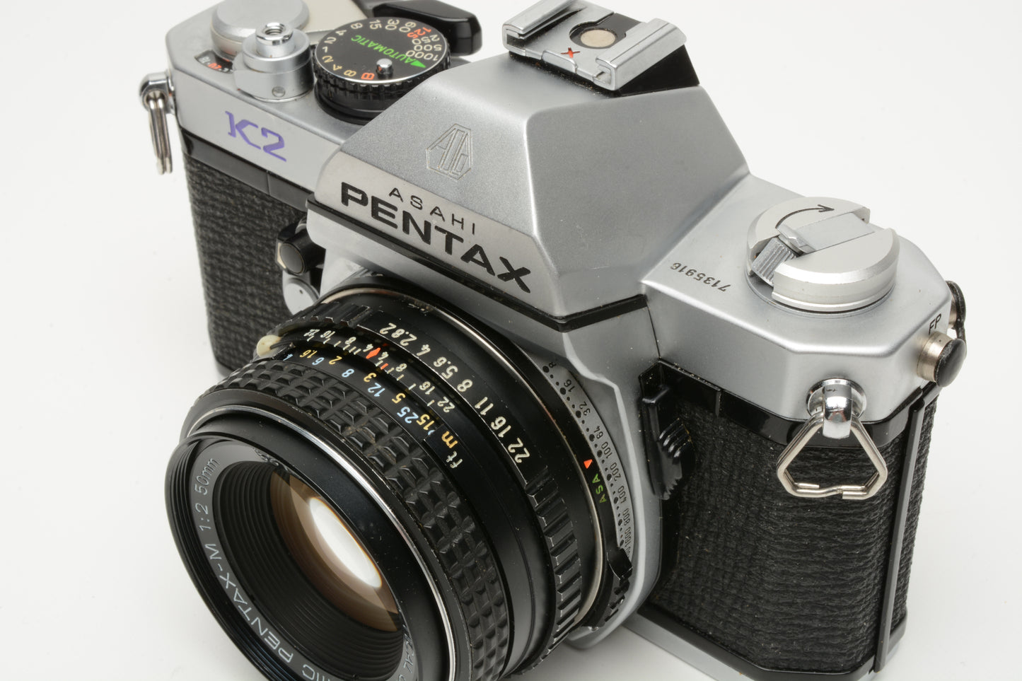 Pentax K2 35mm SLR w/50mm f2, Accurate, new seals, great!