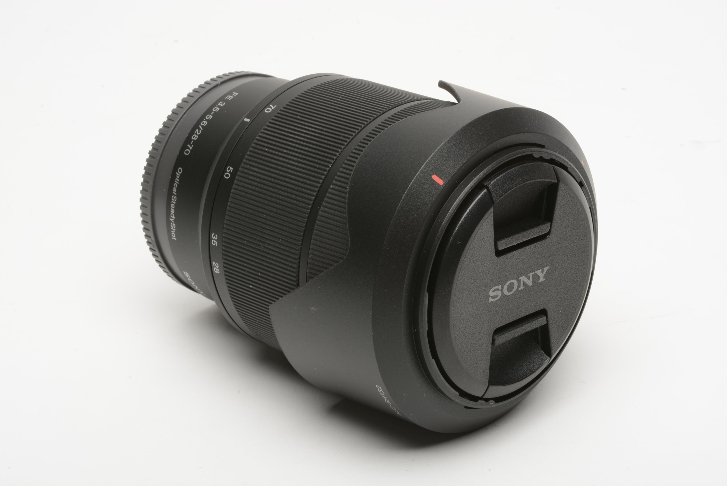 Sony FE 28-70mm f3.5-5.6 OSS zoom lens SEL2870, caps, hood, very