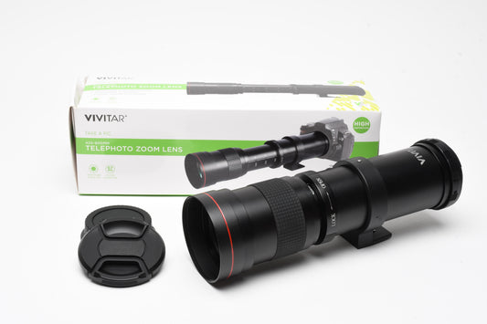 Vivitar 420-800mm f8-16 Telephoto Zoom lens w/Canon EF Mount adapter, Mint Boxed