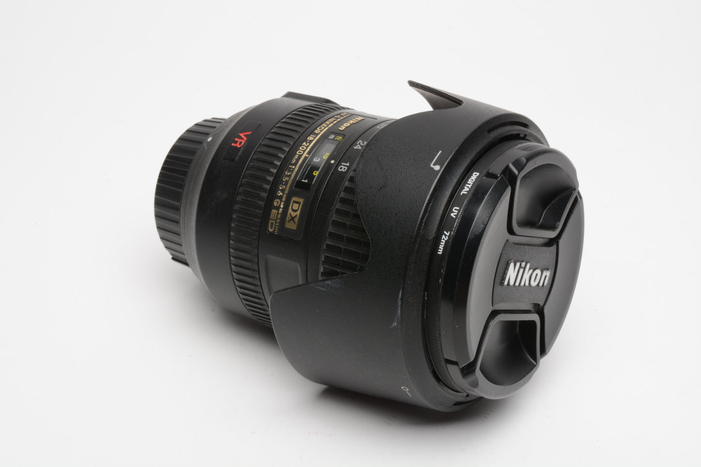 Nikon AF-S Nikkor 18-200mm F3.5-5.6 G ED VR DX zoom lens, hood+UV, *READ
