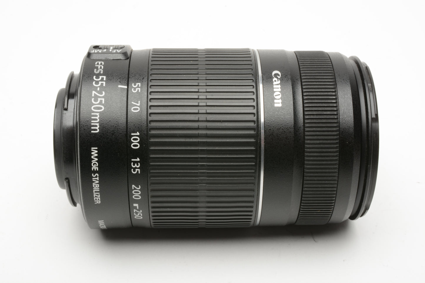 Canon EF-S 55-250mm f4-5.6 IS Zoom lens, caps, hood, UV, Nice