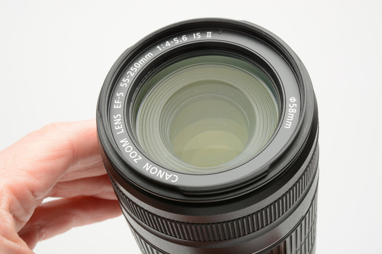 Canon EF-S 55-250mm f4-5.6 IS Zoom lens, caps, hood, UV, Nice