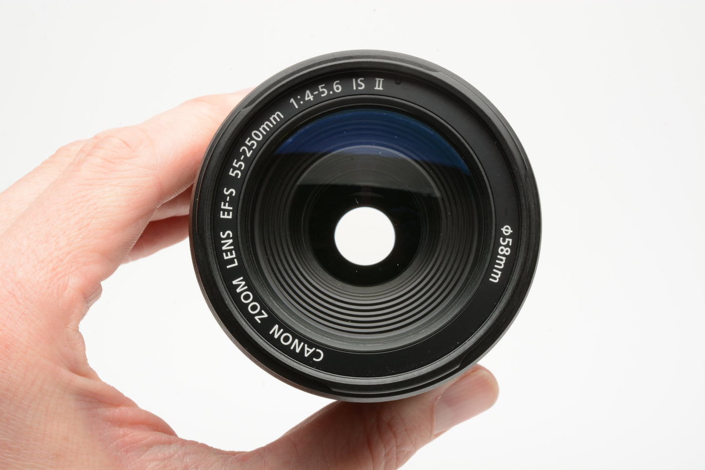 Canon EF-S 55-250mm f4-5.6 IS Zoom lens, caps, hood, UV, Nice