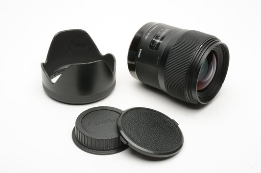 Sigma 35mm f1.4 DG Art Prime lens, Sharp, Canon EF w/Hood, Caps, USA