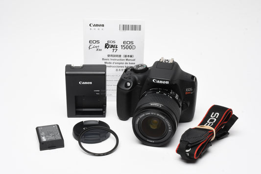 Canon Rebel T7 DSLR w/18-55mm f3.5-5.6 IS II Only 32 Acts!! Mint-