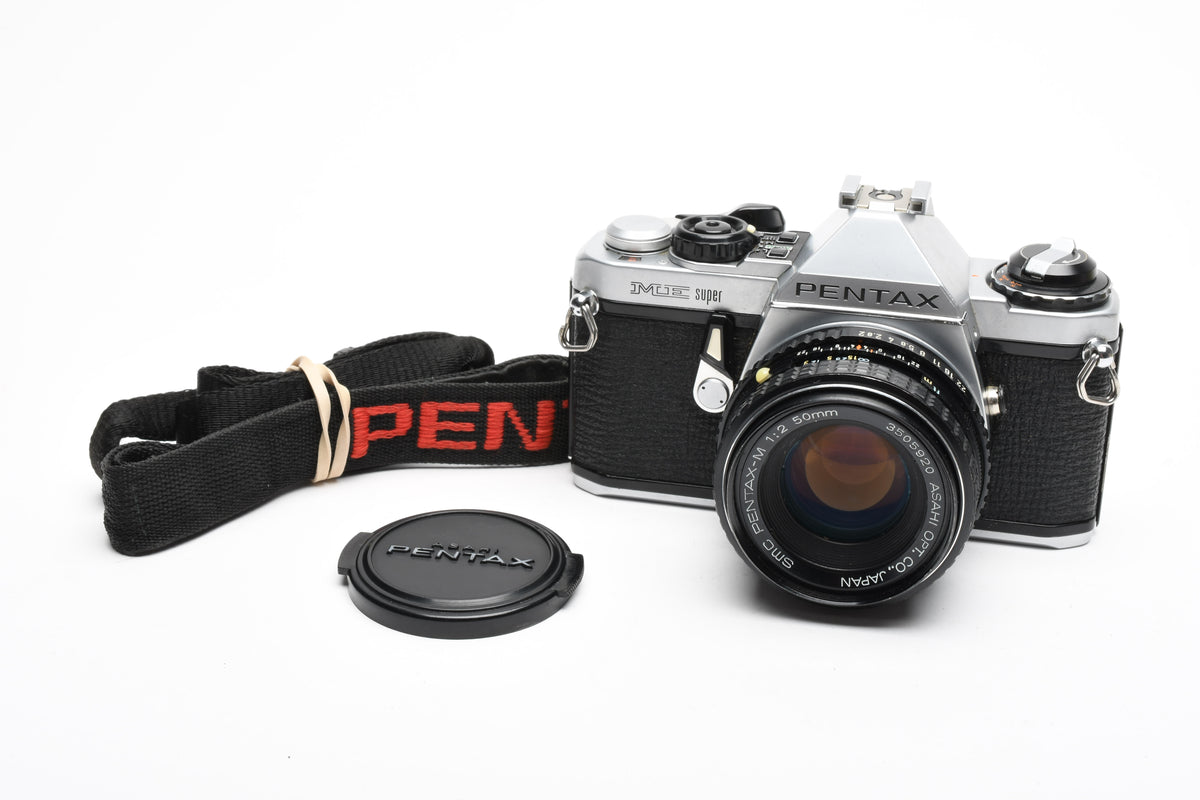 Pentax ME Super 35mm SLR w/50mm f2, Strap, Good seals, Tested, Clean