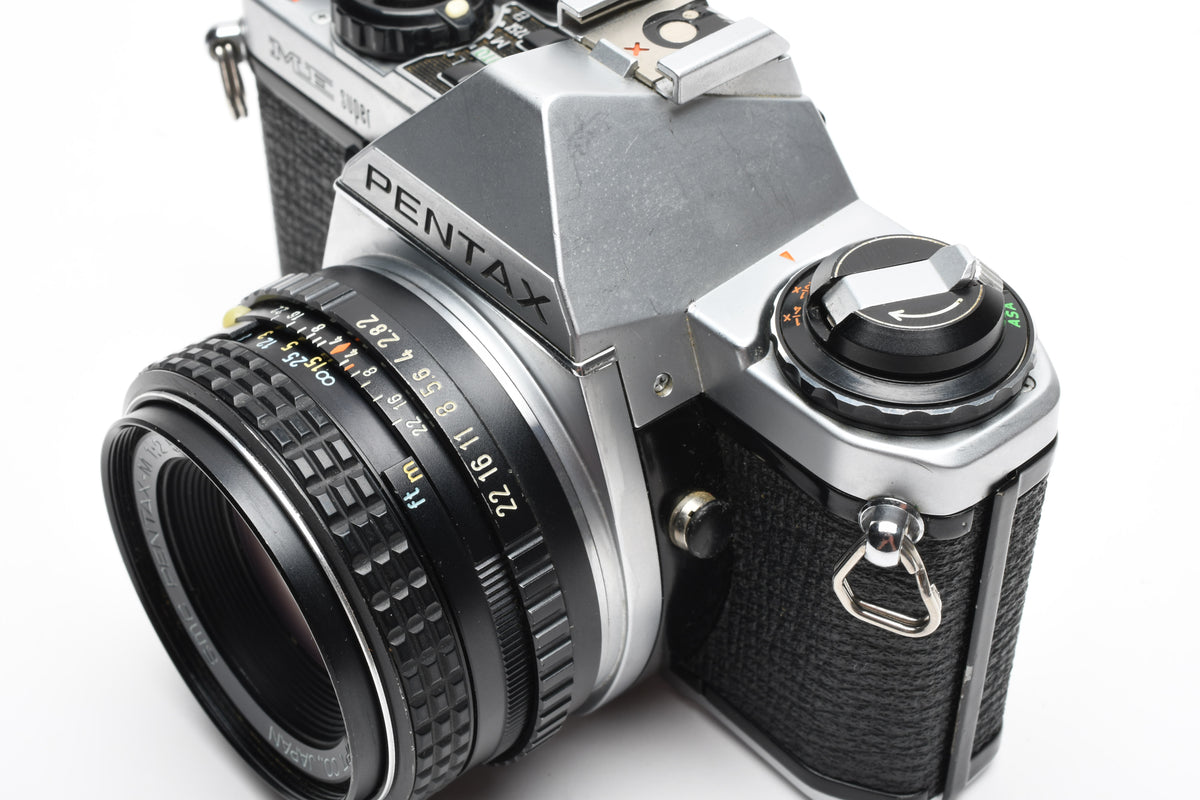 Pentax ME Super 35mm SLR w/50mm f2, Strap, Good seals, Tested, Clean