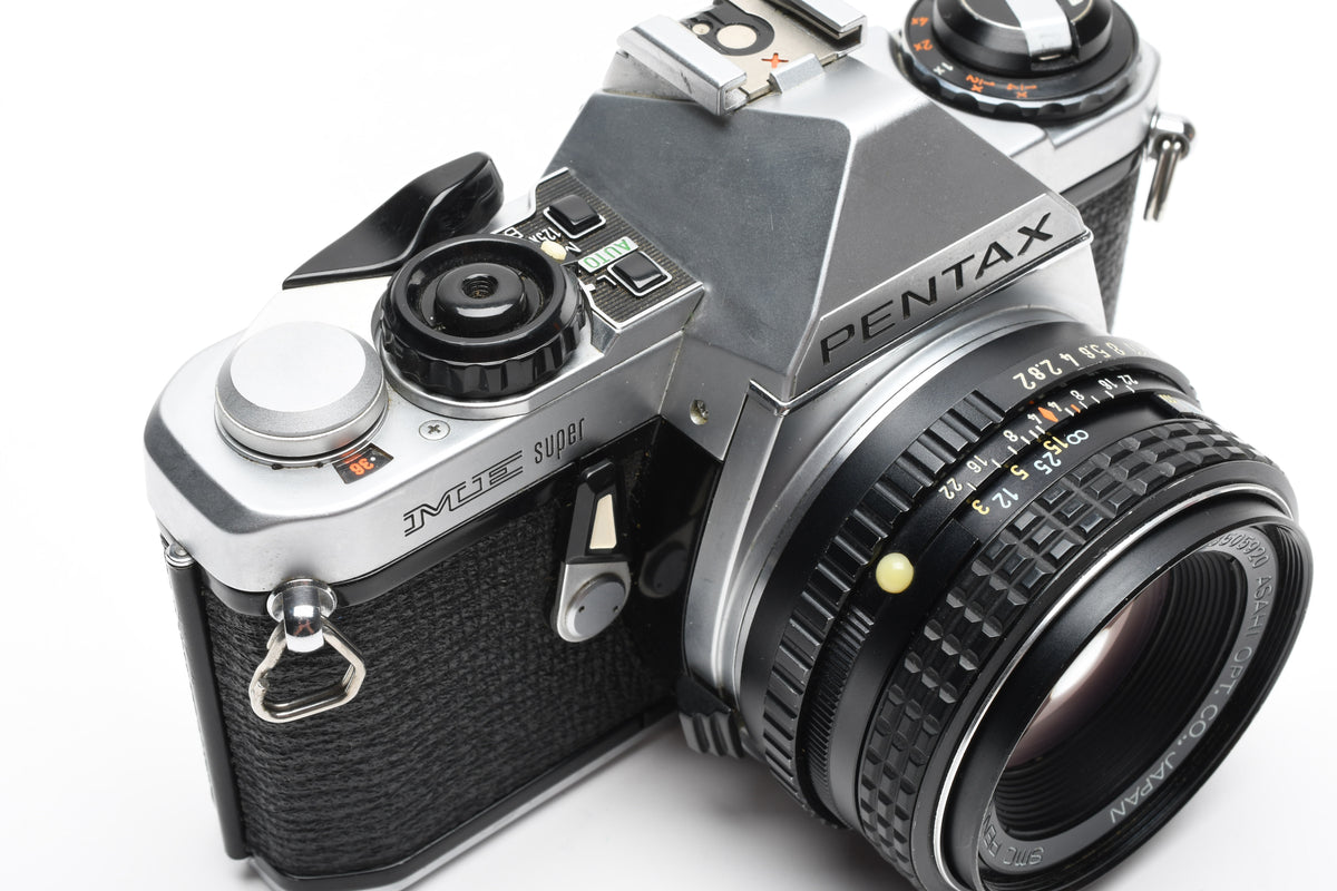 Pentax ME Super 35mm SLR w/50mm f2, Strap, Good seals, Tested, Clean